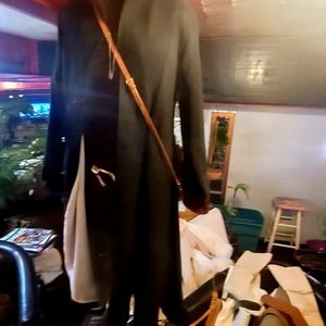 Yitiqiao Black Duster Fully Lined apered Length Shorter/Front Long/Rear Size 14